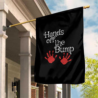 Pregnancy Announcement Garden Flag Hands Off The Bump Halloween Pregnant Red Baby Handprint - Wonder Print Shop