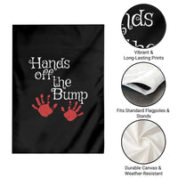 Pregnancy Announcement Garden Flag Hands Off The Bump Halloween Pregnant Red Baby Handprint - Wonder Print Shop