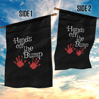Pregnancy Announcement Garden Flag Hands Off The Bump Halloween Pregnant Red Baby Handprint - Wonder Print Shop