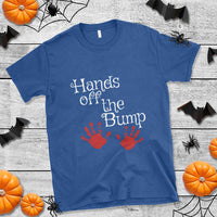Pregnancy Announcement T Shirt Hands Off The Bump Halloween Pregnant Red Baby Handprint - Wonder Print Shop