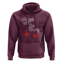 Pregnancy Announcement Hoodie Hands Off The Bump Halloween Pregnant Red Baby Handprint
