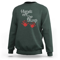 Pregnancy Announcement Sweatshirt Hands Off The Bump Halloween Pregnant Red Baby Handprint - Wonder Print Shop