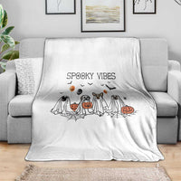 Halloween Throw Blanket Spooky Vibes Cute Dog Ghost Pumpkin - Wonder Print Shop