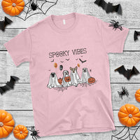 Halloween T Shirt Spooky Vibes Cute Dog Ghost Pumpkin - Wonder Print Shop