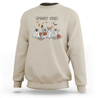 Halloween Sweatshirt Spooky Vibes Cute Dog Ghost Pumpkin - Wonder Print Shop