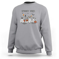 Halloween Sweatshirt Spooky Vibes Cute Dog Ghost Pumpkin - Wonder Print Shop