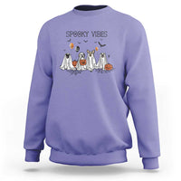 Halloween Sweatshirt Spooky Vibes Cute Dog Ghost Pumpkin - Wonder Print Shop