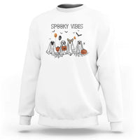 Halloween Sweatshirt Spooky Vibes Cute Dog Ghost Pumpkin - Wonder Print Shop