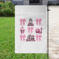 Halloween Garden Flag Pink Bow Skull Haunted House Coquette Aesthetic - Wonder Print Shop