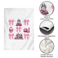 Halloween Garden Flag Pink Bow Skull Haunted House Coquette Aesthetic - Wonder Print Shop