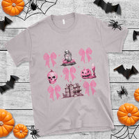 Halloween T Shirt Pink Bow Skull Haunted House Coquette Aesthetic - Wonder Print Shop
