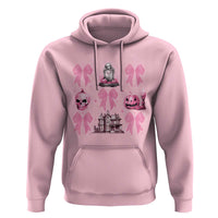 Halloween Hoodie Pink Bow Skull Haunted House Coquette Aesthetic