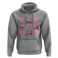 Halloween Hoodie Pink Bow Skull Haunted House Coquette Aesthetic