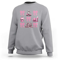 Halloween Sweatshirt Pink Bow Skull Haunted House Coquette Aesthetic - Wonder Print Shop