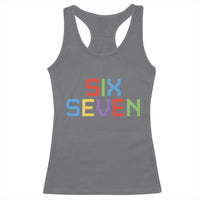 Six Seven Meme Pixel 67 Gen Alpha Meme Racerback Tank Top - Wonder Print Shop