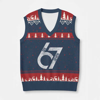 Funny Six Seven 67 Meme Gen Alpha Slang V-Neck Knit Sweater Vest - Wonder Print Shop