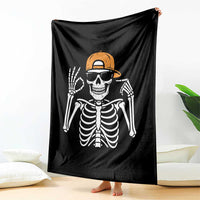 Funny Six Seven 67 Skeleton Gen Alpha Halloween Meme Throw Blanket - Wonder Print Shop