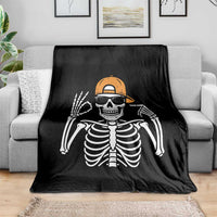 Funny Six Seven 67 Skeleton Gen Alpha Halloween Meme Throw Blanket - Wonder Print Shop