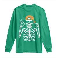 Funny Six Seven 67 Skeleton Gen Alpha Halloween Meme Long Sleeve Shirt - Wonder Print Shop