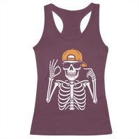 Funny Six Seven 67 Skeleton Gen Alpha Halloween Meme Racerback Tank Top - Wonder Print Shop
