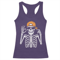 Funny Six Seven 67 Skeleton Gen Alpha Halloween Meme Racerback Tank Top - Wonder Print Shop