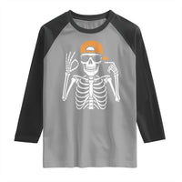Funny Six Seven 67 Skeleton Gen Alpha Halloween Meme Raglan Shirt - Wonder Print Shop