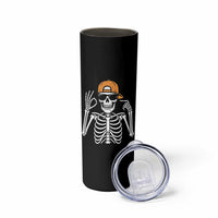 Funny Six Seven 67 Skeleton Gen Alpha Halloween Meme Skinny Tumbler - Wonder Print Shop