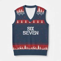 Six Seven Meme Vintage 67 Gen Alpha Meme V-Neck Knit Sweater Vest - Wonder Print Shop