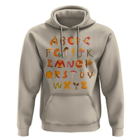 Funny Kindergarten Teacher Hoodie Thanksgiving Alphabet Learning Autumn Season