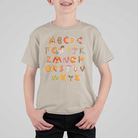 Funny Kindergarten Teacher T Shirt For Kid Thanksgiving Alphabet Learning Autumn Season - Wonder Print Shop