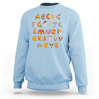 Funny Kindergarten Teacher Sweatshirt Thanksgiving Alphabet Learning Autumn Season - Wonder Print Shop