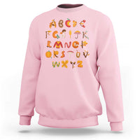 Funny Kindergarten Teacher Sweatshirt Thanksgiving Alphabet Learning Autumn Season - Wonder Print Shop