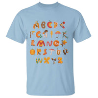 Funny Kindergarten Teacher T Shirt Thanksgiving Alphabet Learning Autumn Season - Wonder Print Shop