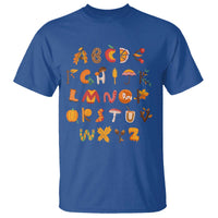 Funny Kindergarten Teacher T Shirt Thanksgiving Alphabet Learning Autumn Season - Wonder Print Shop