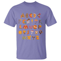 Funny Kindergarten Teacher T Shirt Thanksgiving Alphabet Learning Autumn Season - Wonder Print Shop