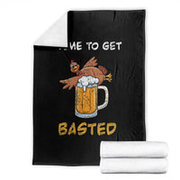 Funny Thanksgiving Beer Throw Blanket Time To Get Basted Vintage Turkey - Wonder Print Shop