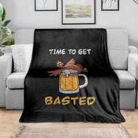 Funny Thanksgiving Beer Throw Blanket Time To Get Basted Vintage Turkey - Wonder Print Shop