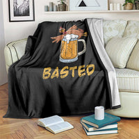 Funny Thanksgiving Beer Throw Blanket Time To Get Basted Vintage Turkey - Wonder Print Shop