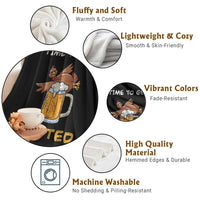 Funny Thanksgiving Beer Throw Blanket Time To Get Basted Vintage Turkey - Wonder Print Shop