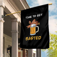 Funny Thanksgiving Beer Garden Flag Time To Get Basted Vintage Turkey - Wonder Print Shop