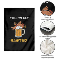 Funny Thanksgiving Beer Garden Flag Time To Get Basted Vintage Turkey - Wonder Print Shop