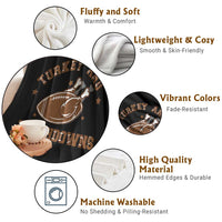 Thanksgiving Football Throw Blanket Turkey And Touchdowns Vintage American Football - Wonder Print Shop