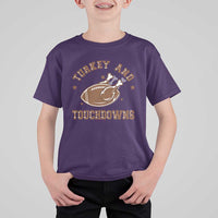 Thanksgiving Football T Shirt For Kid Turkey And Touchdowns Vintage American Football - Wonder Print Shop