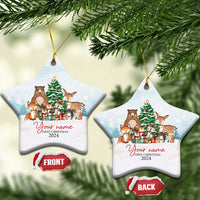 Personalized First Xmas 2024 Christmas Ornament Custom Name Cute Animals Winter - Wonder Print Shop