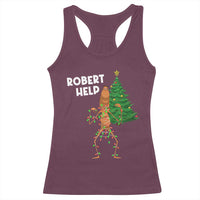 Funny Marcus The Worm Christmas Racerback Tank Top Robert Help Xmas Tree - Wonder Print Shop