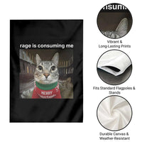 Rage Is Consuming Me Christmas Garden Flag Funny Silly Staring Cat Meme Xmas Ugly Sweater - Wonder Print Shop
