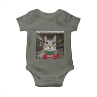 Rage Is Consuming Me Christmas Baby Onesie Funny Silly Staring Cat Meme Xmas Ugly Sweater - Wonder Print Shop