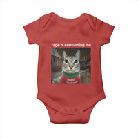 Rage Is Consuming Me Christmas Baby Onesie Funny Silly Staring Cat Meme Xmas Ugly Sweater - Wonder Print Shop