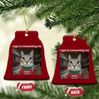 Rage Is Consuming Me Christmas Ceramic Ornament Funny Silly Staring Cat Meme Xmas Ugly Sweater - Wonder Print Shop