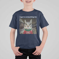 Rage Is Consuming Me Christmas T Shirt For Kid Funny Silly Staring Cat Meme Xmas Ugly Sweater - Wonder Print Shop